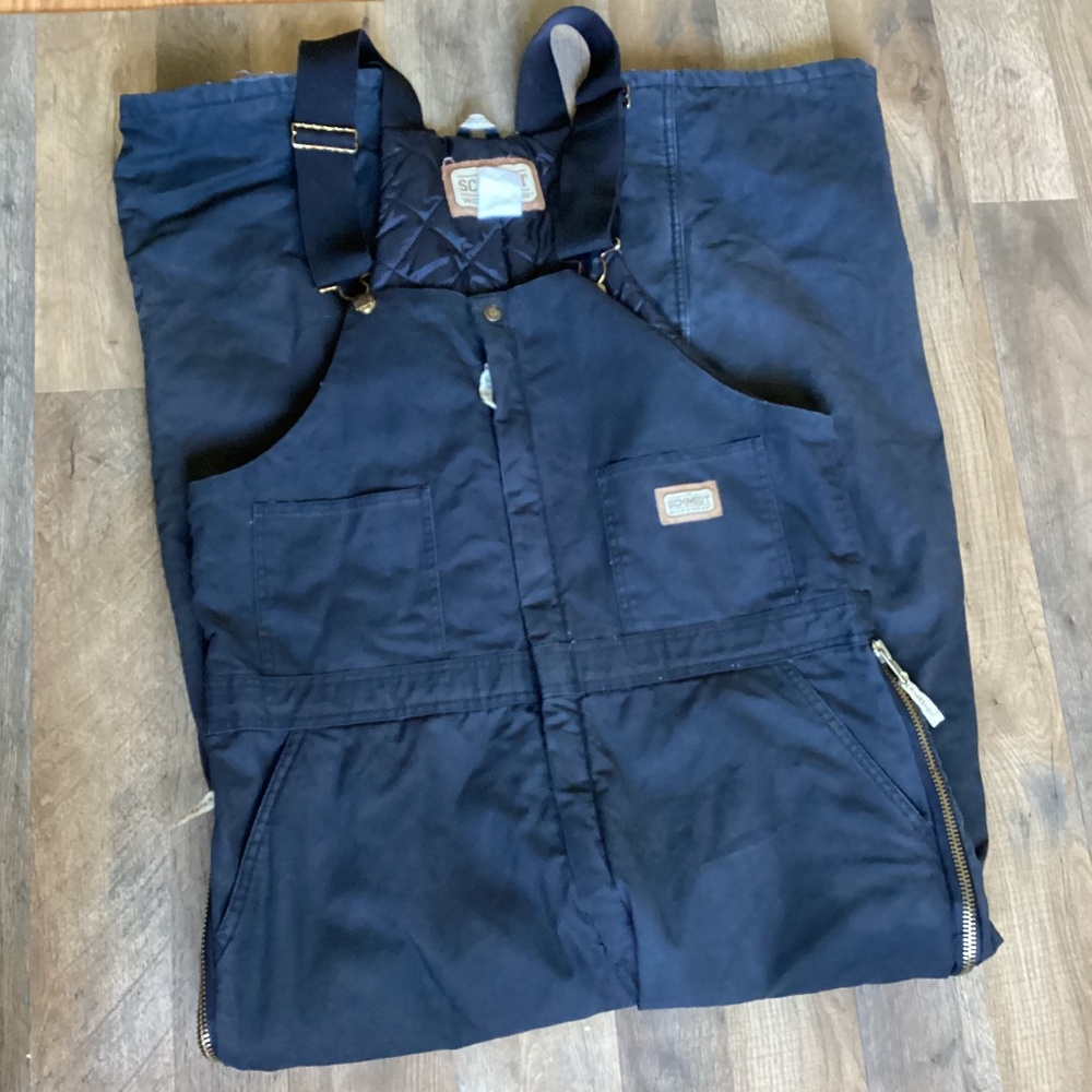 Mens 44-46 C.E. SCHMIDT Double Knee Quilted Duck Insulated Bib Overalls